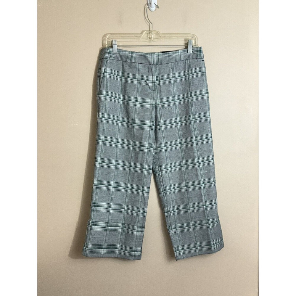 Worthington Womens Plaid Ankle Pants Sz 4 Petite Grey Light Academia Preppy NWT